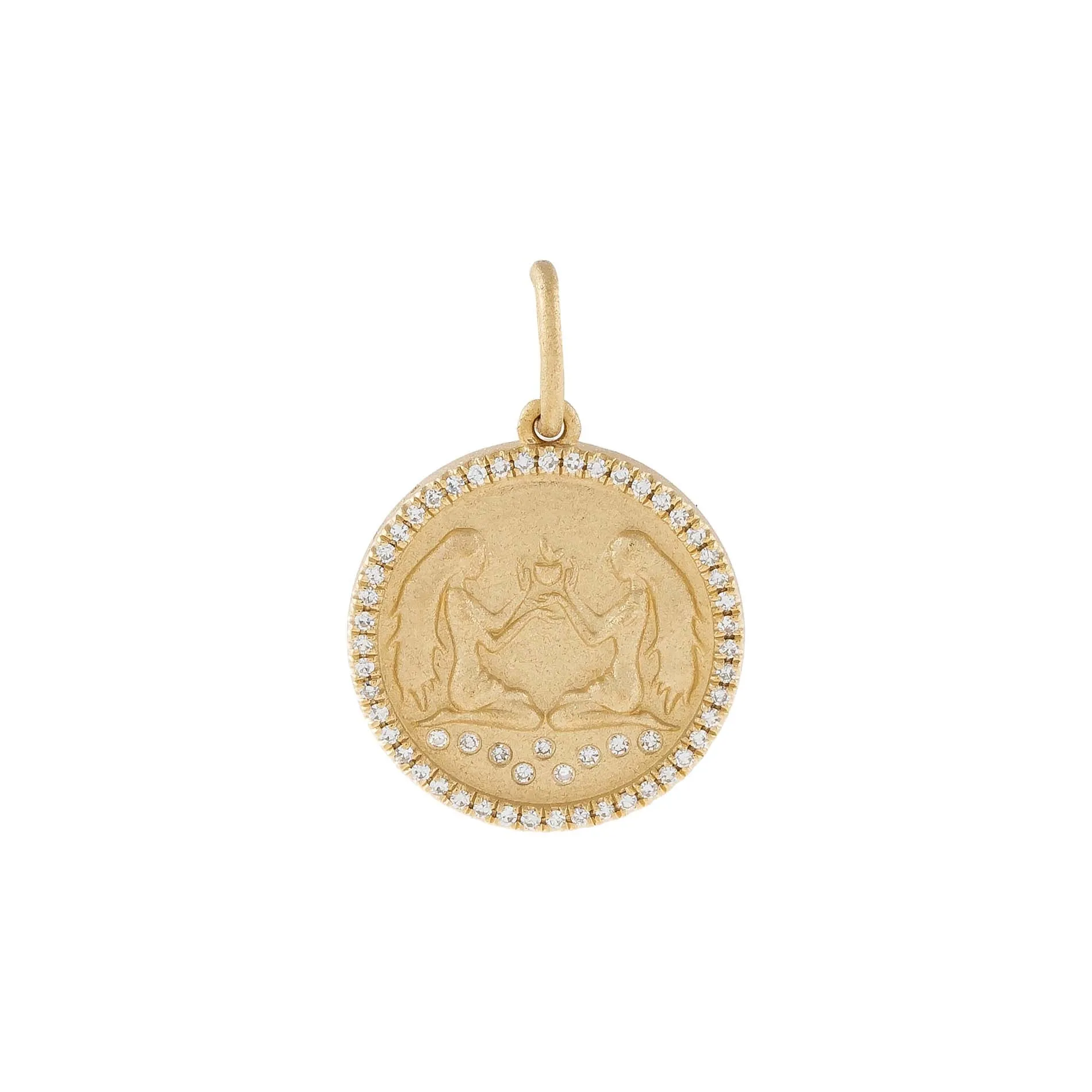 Diamond Zodiac Coin Charm 14K