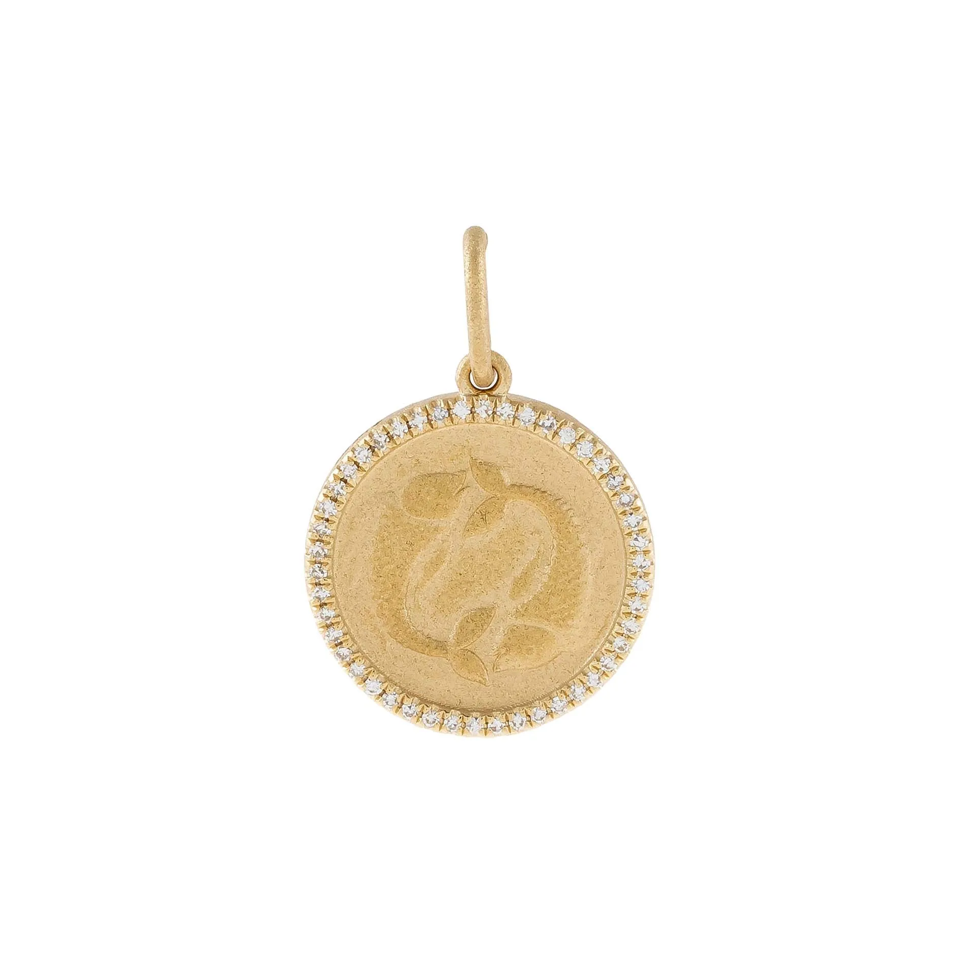 Diamond Zodiac Coin Charm 14K