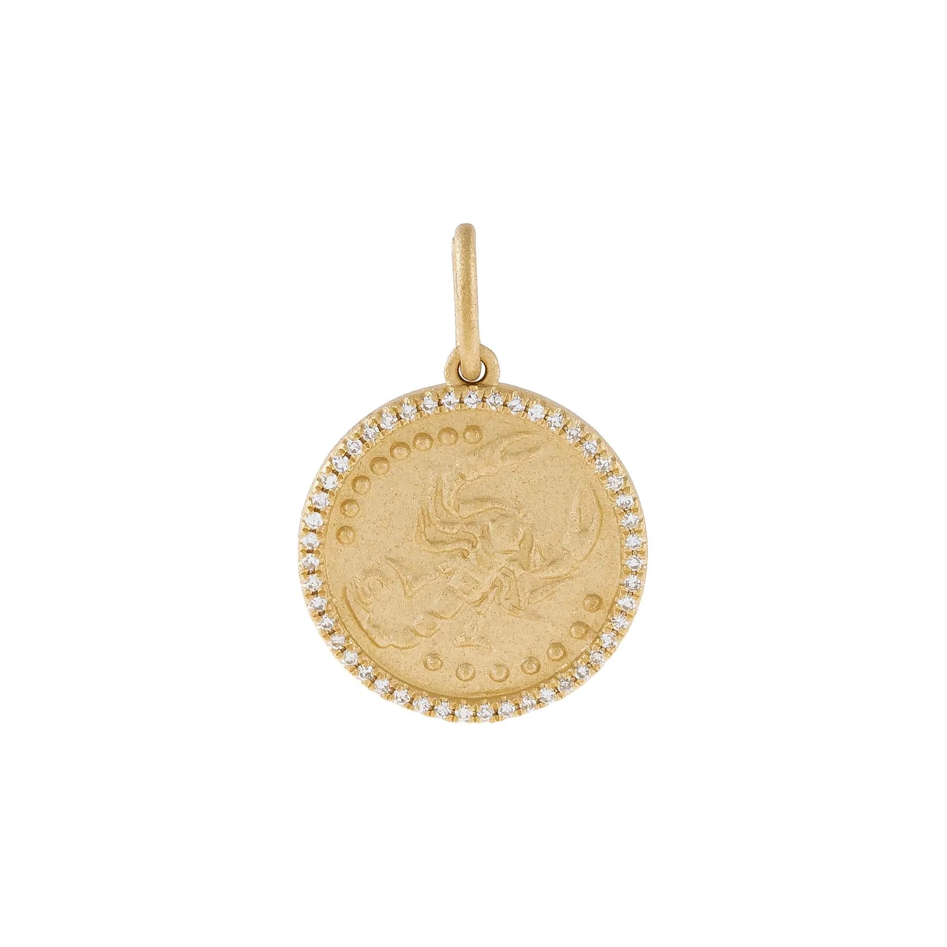 Diamond Zodiac Coin Charm 14K
