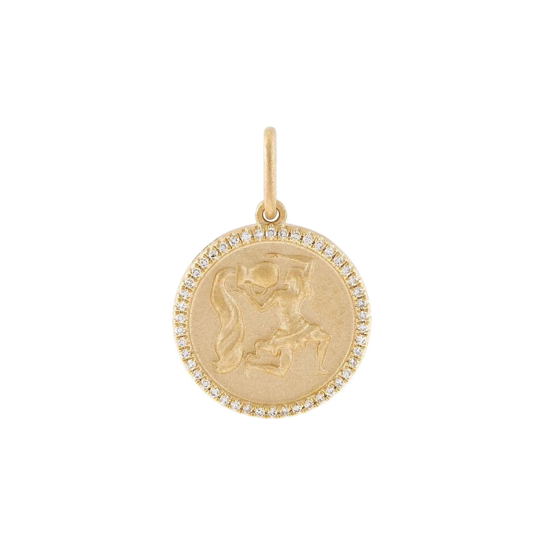 Diamond Zodiac Coin Charm 14K