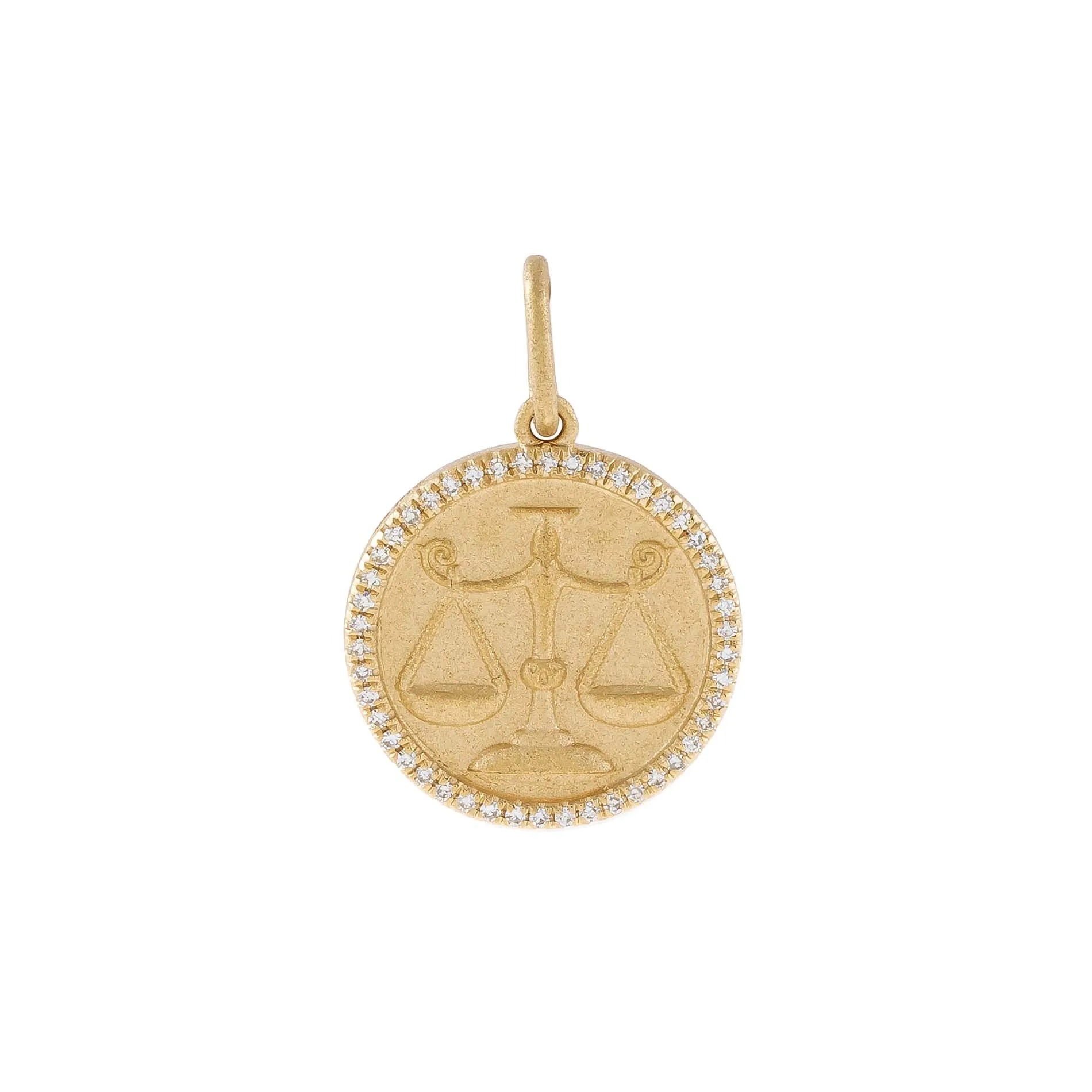 Diamond Zodiac Coin Charm 14K