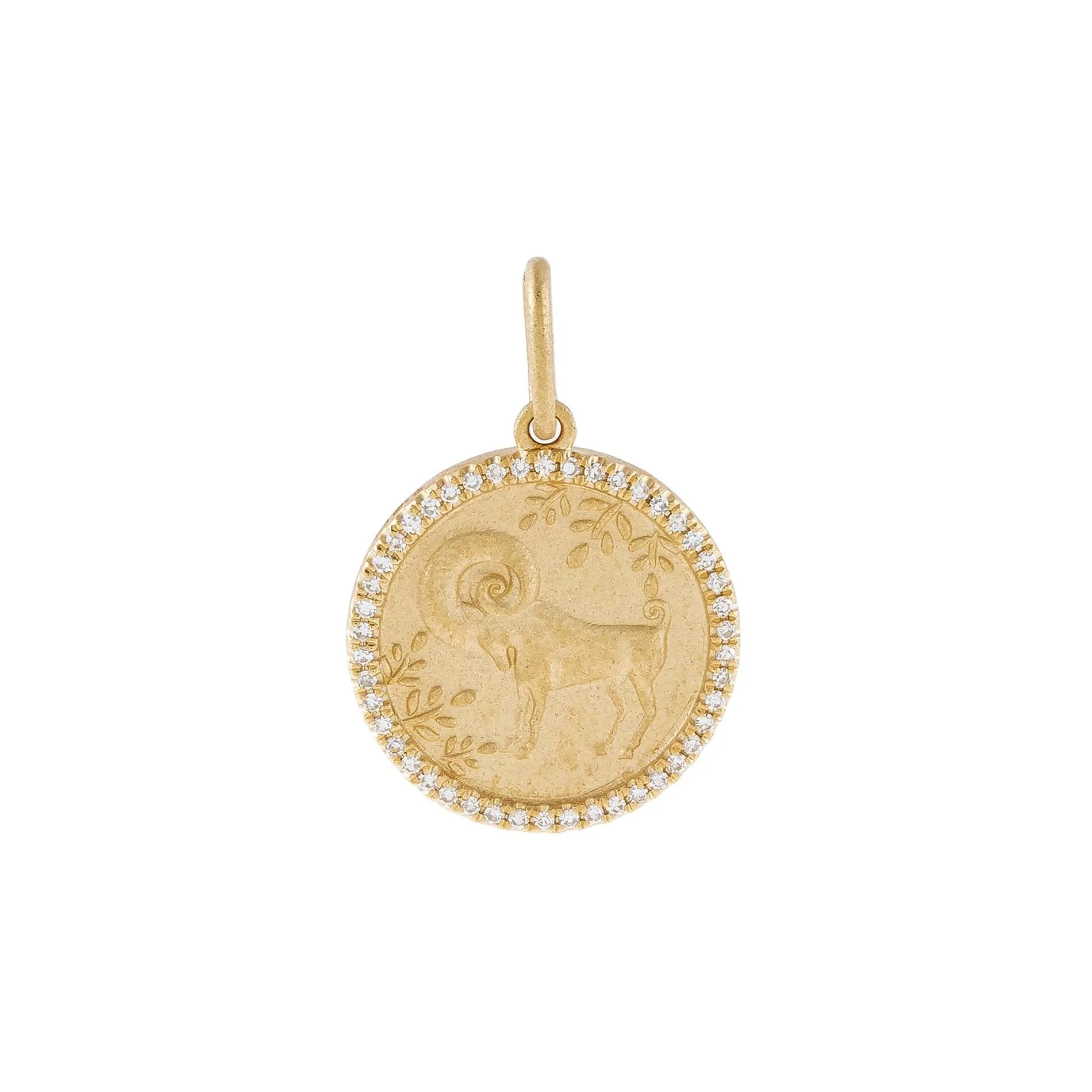 Diamond Zodiac Coin Charm 14K