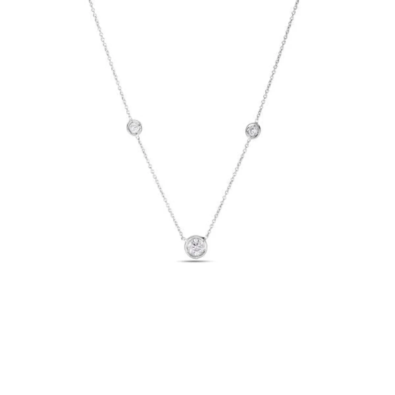 Diamonds By The Inch 18K White Gold 3 Station Diamond Necklace