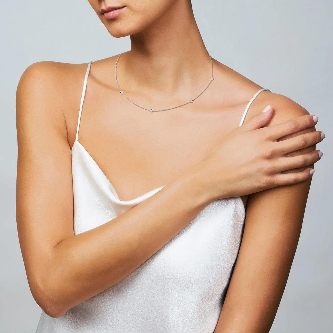 Diamonds By The Inch 18K White Gold 5 Station Diamond Necklace