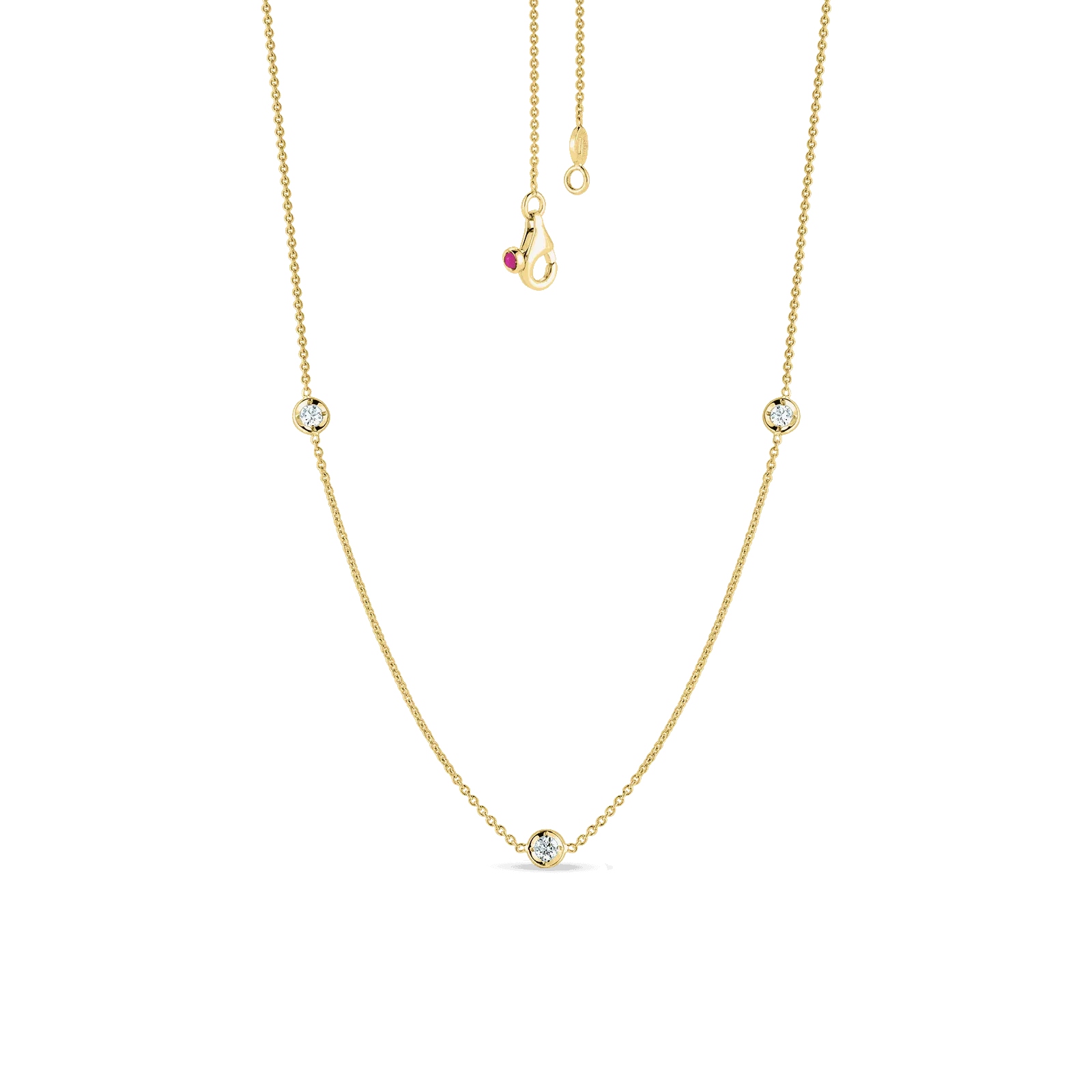 Diamonds By The Inch 18K Yellow Gold 3 Station Diamond Necklace