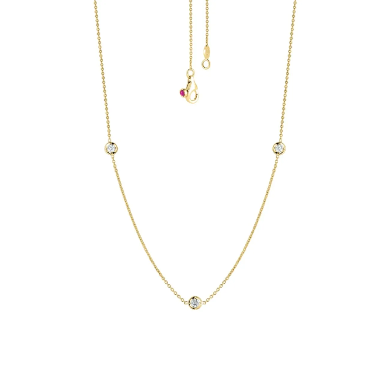 Diamonds By The Inch 18K Yellow Gold 3 Station Diamond Necklace
