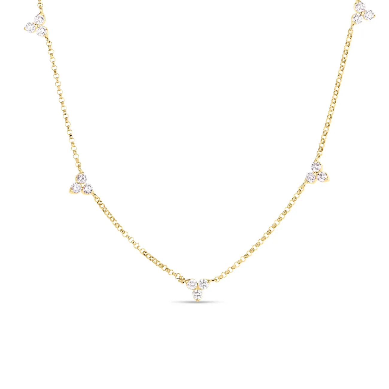 Diamonds by the Inch 18K Yellow Gold Dangling 5 Station Diamond Necklace