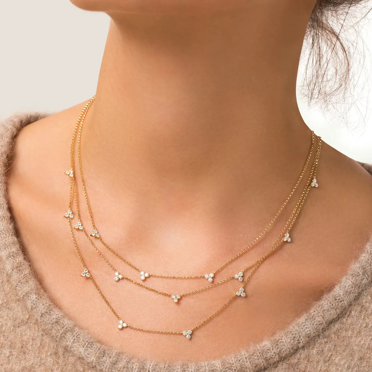 Diamonds by the Inch 18K Yellow Gold Dangling 5 Station Diamond Necklace