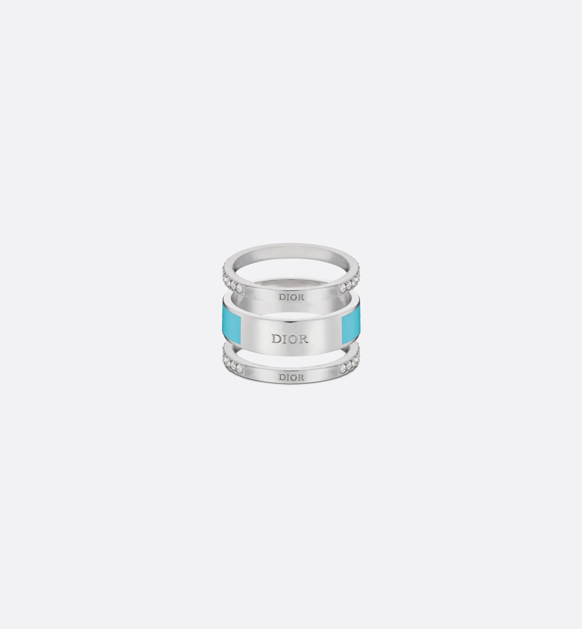 Dior Code Ring Set • Silver-Finish Metal, Silver-Tone Crystals and Turquoise Lacquer