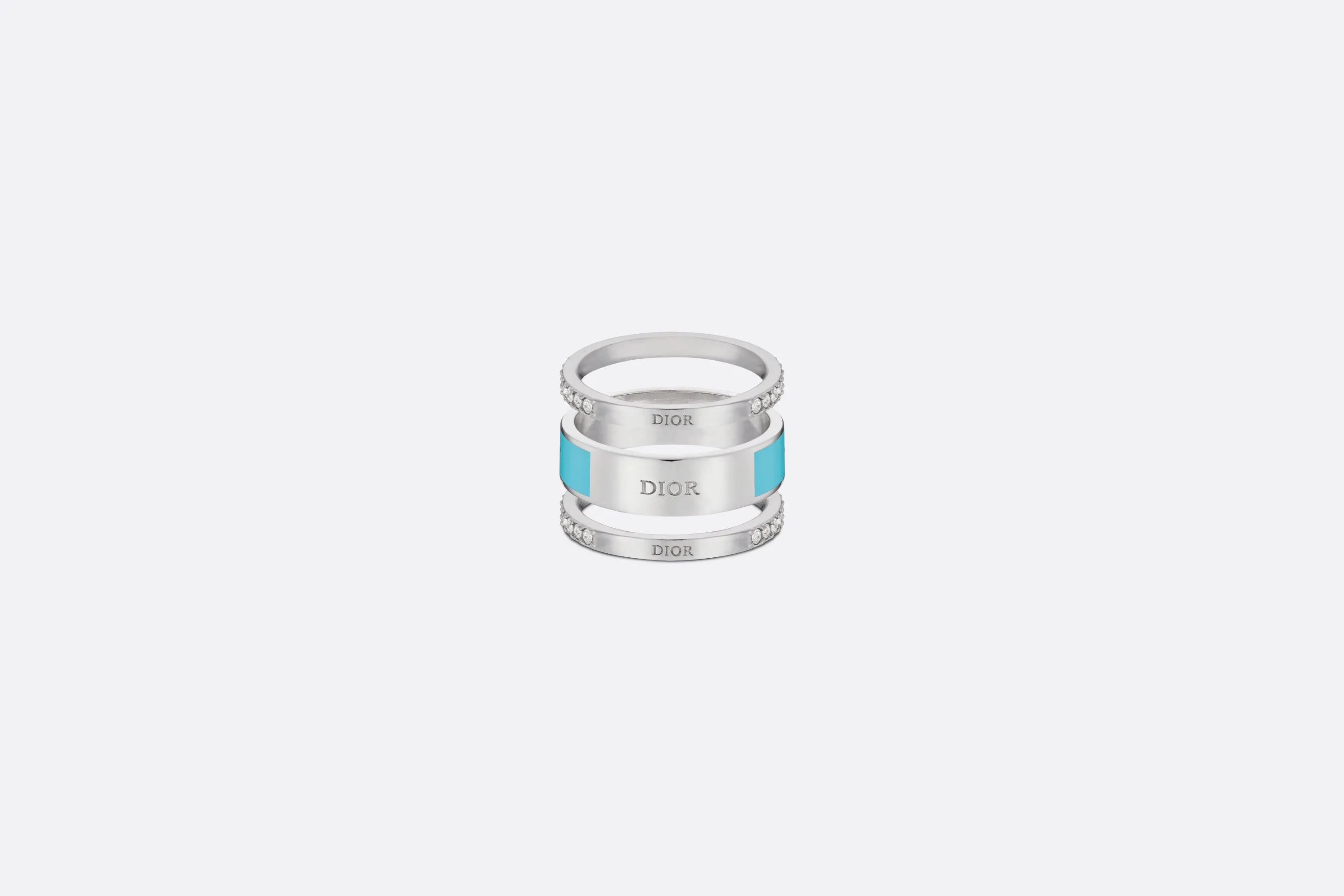 Dior Code Ring Set • Silver-Finish Metal, Silver-Tone Crystals and Turquoise Lacquer