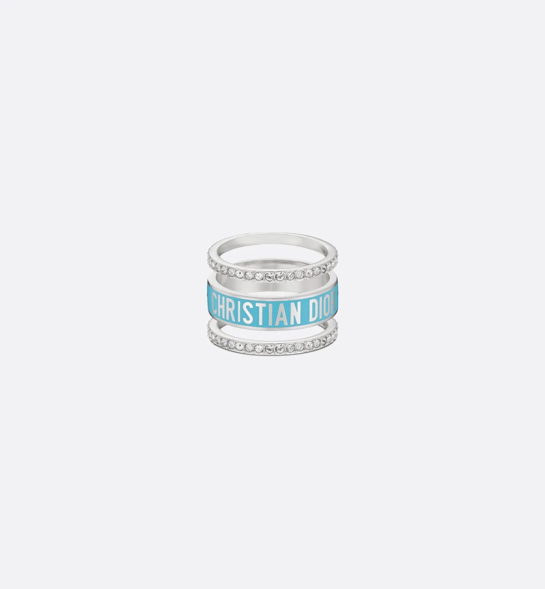 Dior Code Ring Set • Silver-Finish Metal, Silver-Tone Crystals and Turquoise Lacquer