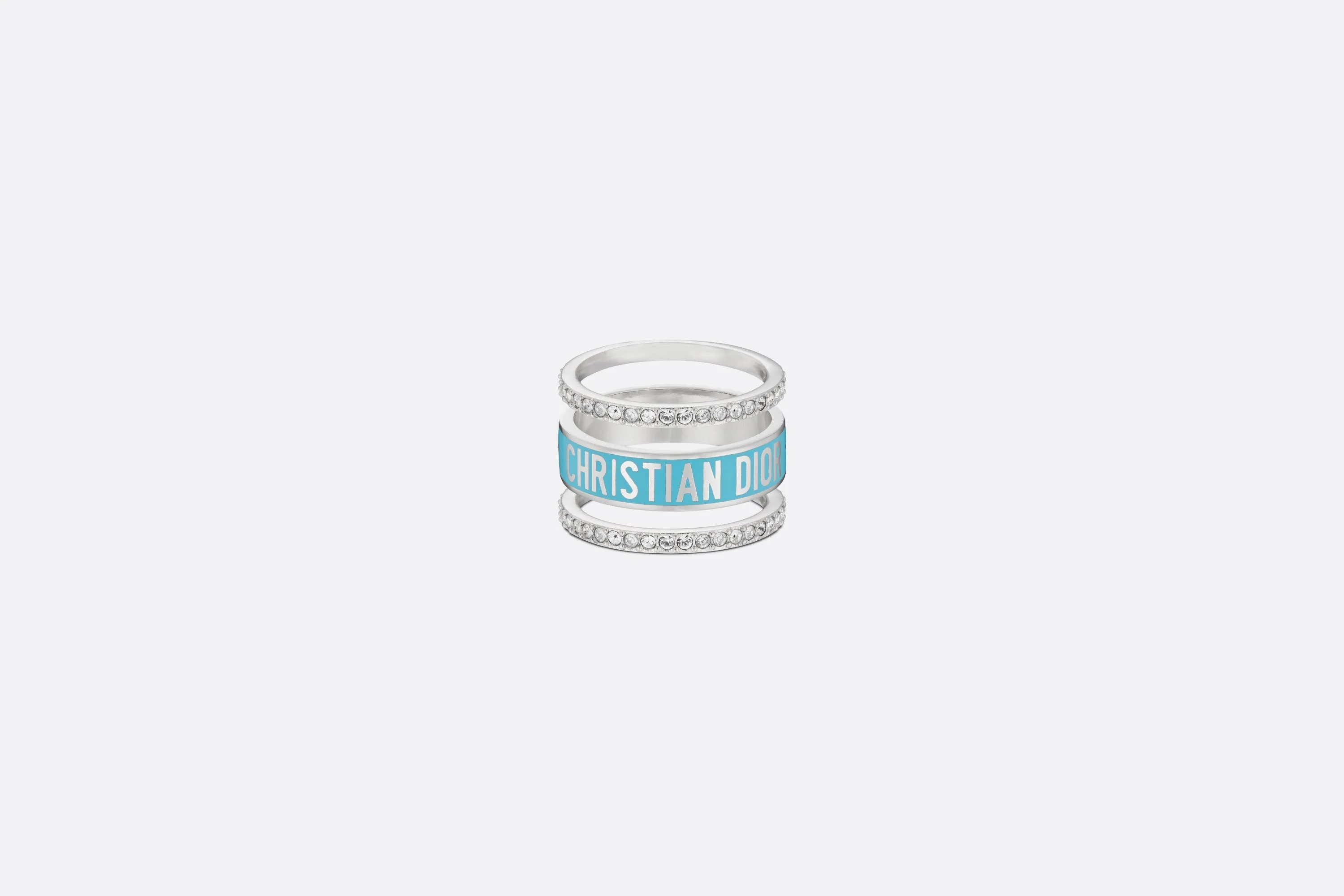 Dior Code Ring Set • Silver-Finish Metal, Silver-Tone Crystals and Turquoise Lacquer