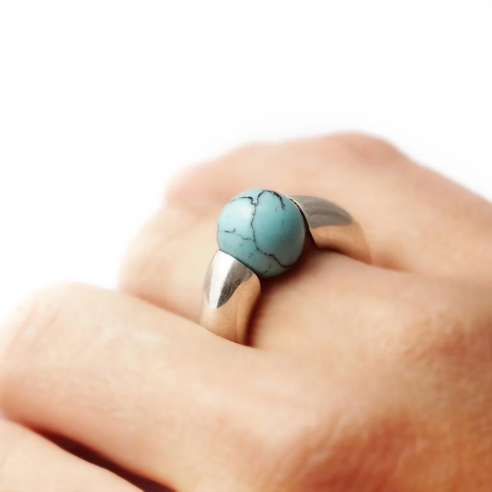 Donut - Turquoise jewelry rings sterling silver