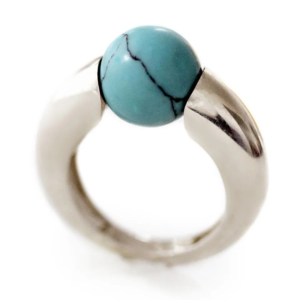 Donut - Turquoise jewelry rings sterling silver