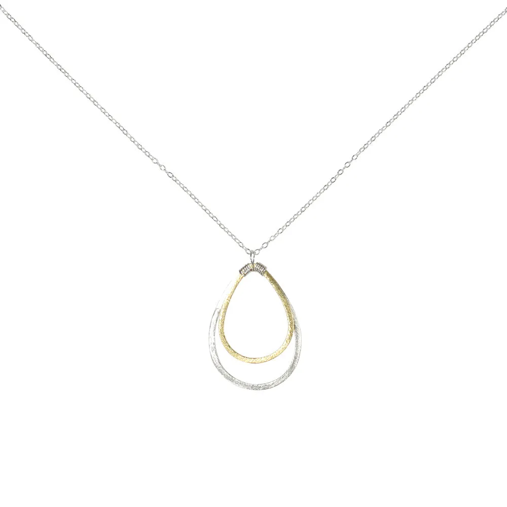 Double Brushed Teardrop Necklace