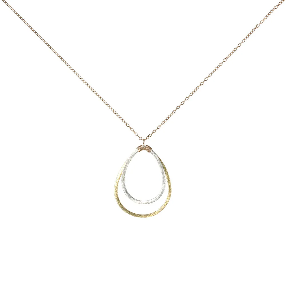 Double Brushed Teardrop Necklace
