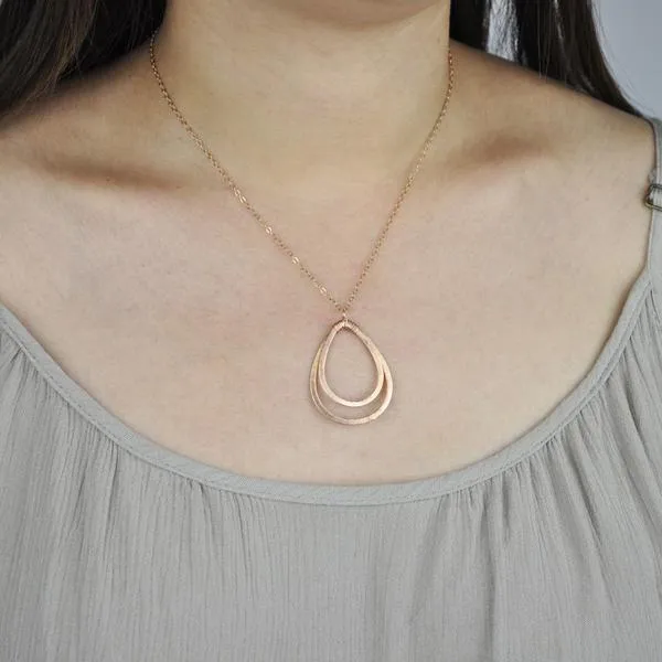 Double Brushed Teardrop Necklace