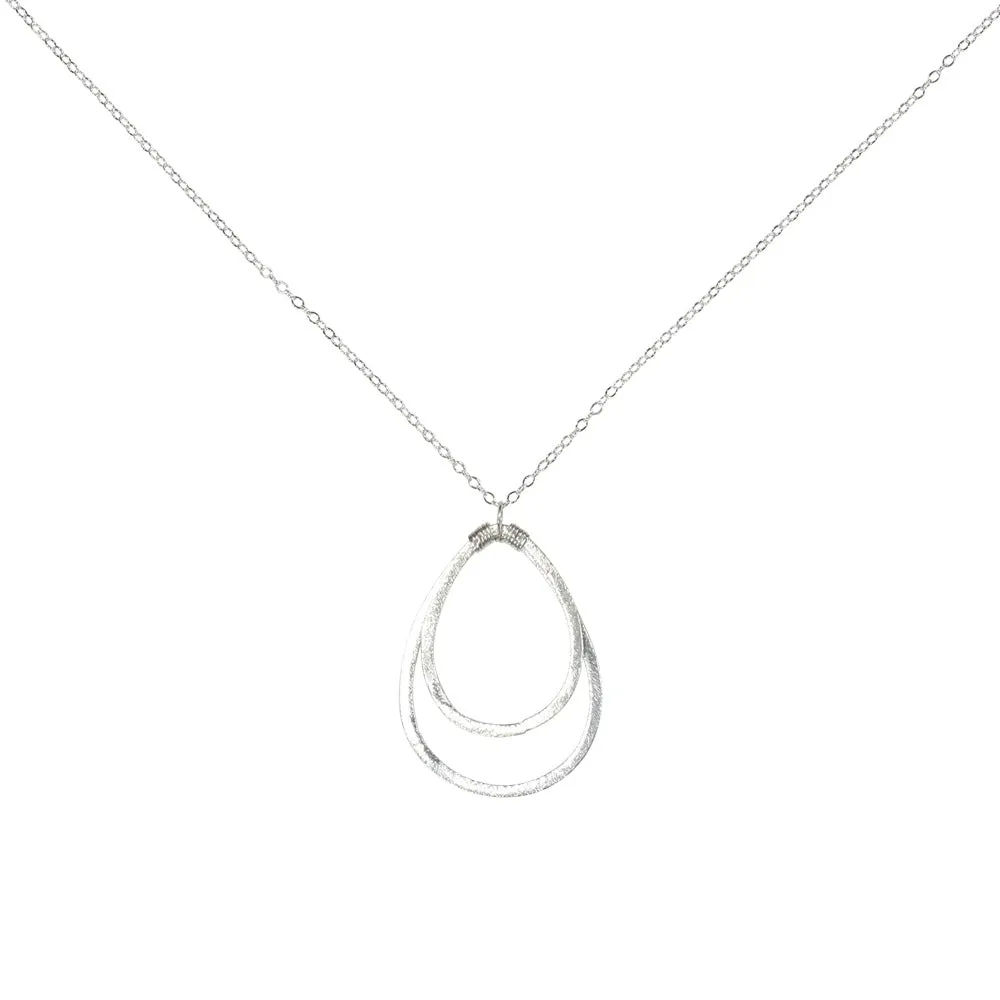 Double Brushed Teardrop Necklace