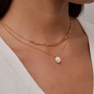 Double Chain Pearl Necklace
