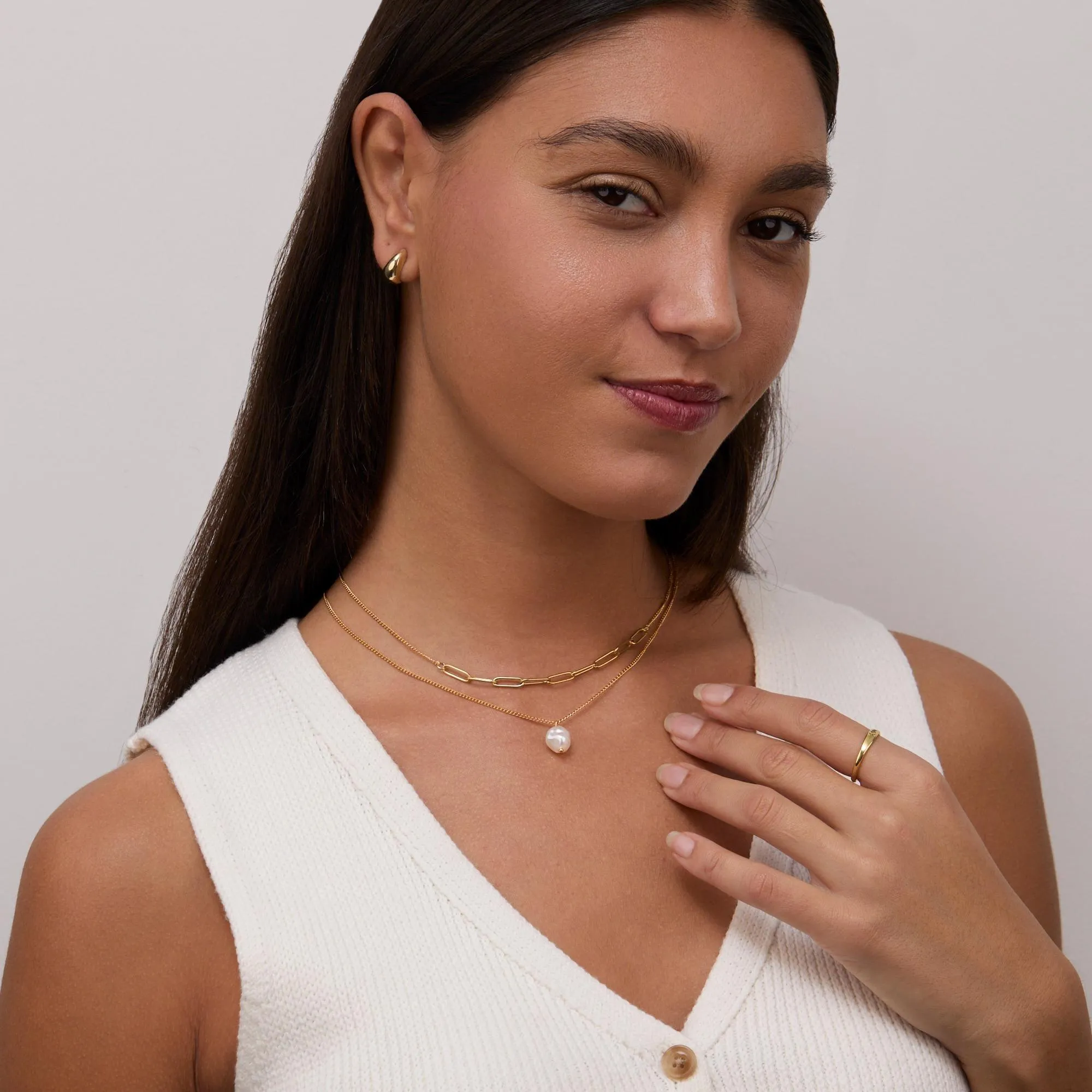 Double Chain Pearl Necklace