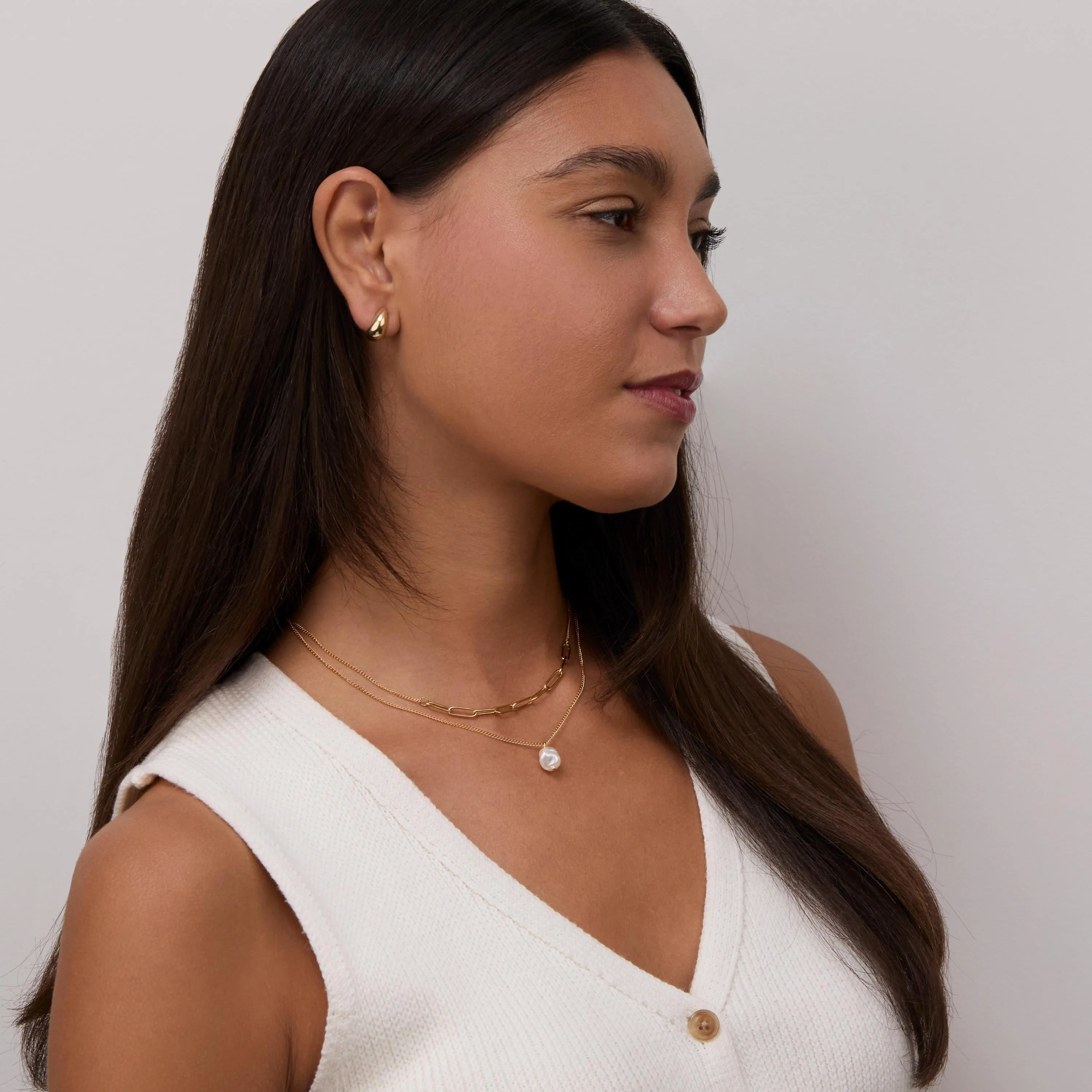 Double Chain Pearl Necklace