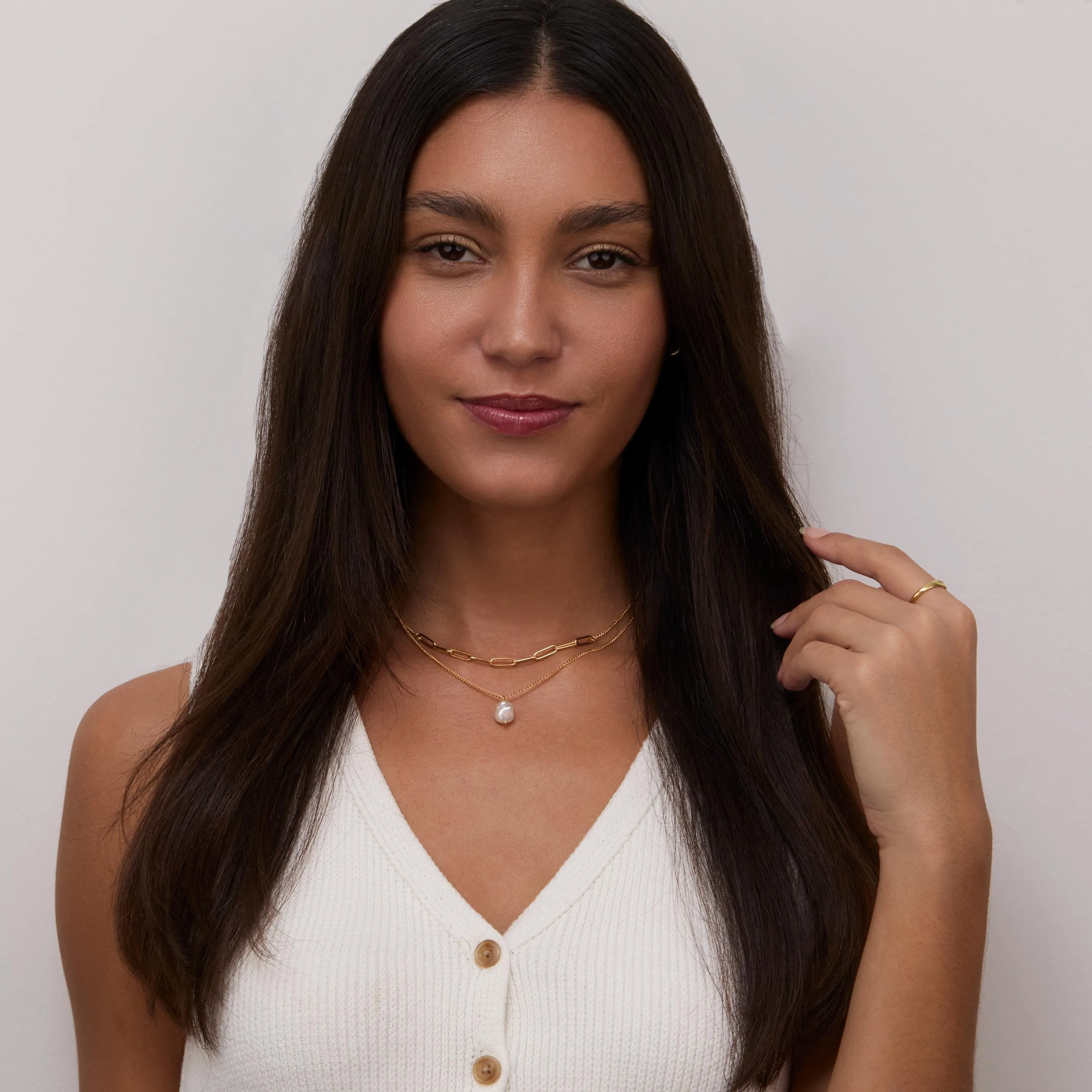 Double Chain Pearl Necklace