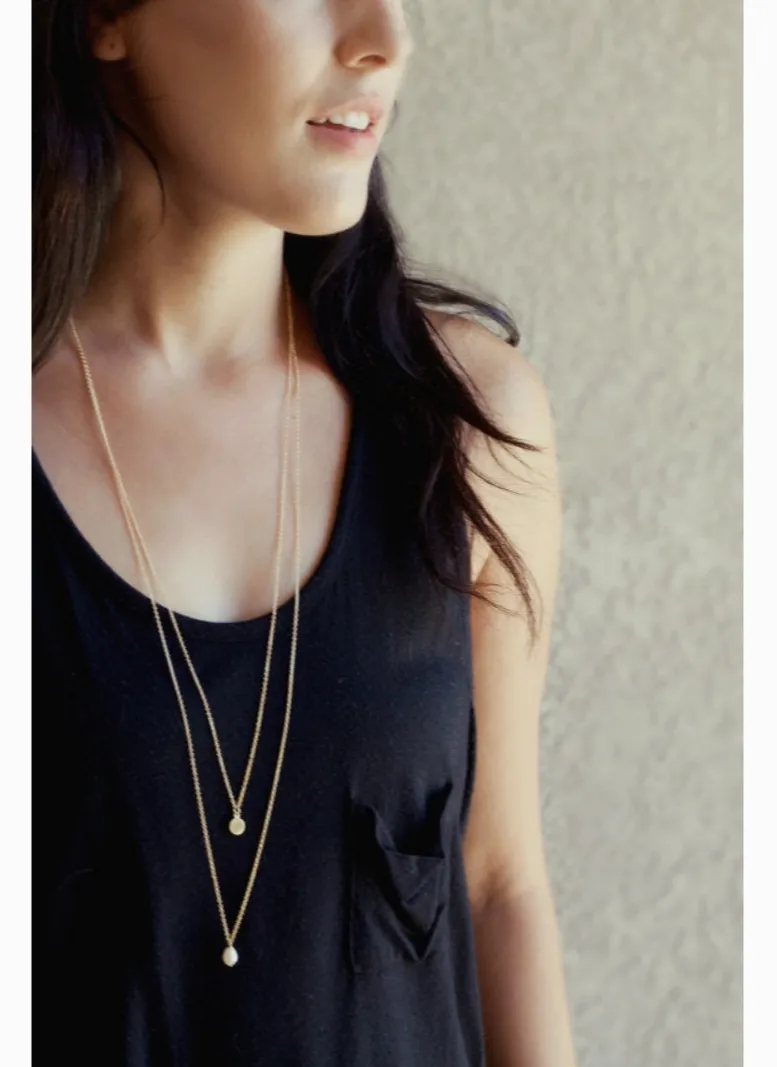 Double Coin Pearl Layered Necklace