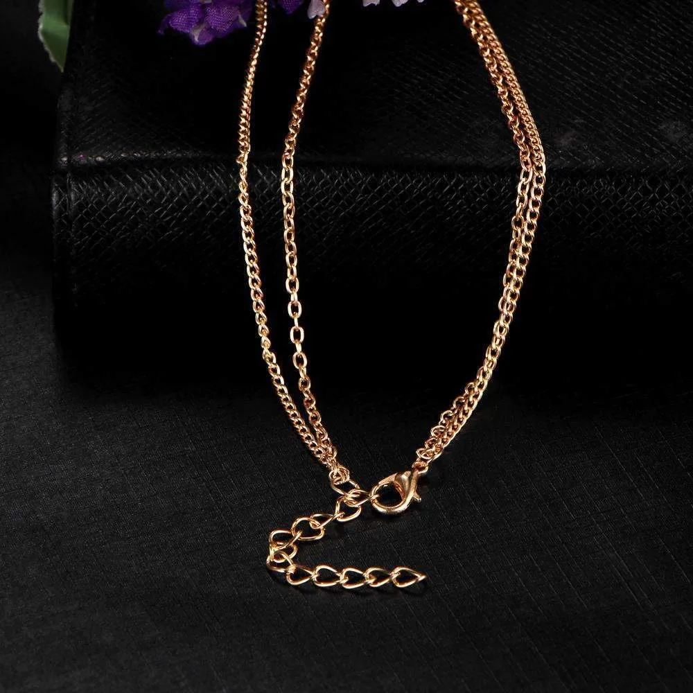Double Layer Marble and Chevron Necklace - High-Quality Zinc Alloy and Stone