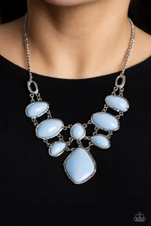 Dreamily Decked Out - Blue - Asymmetrical Bead Paparazzi Short Statement Necklace
