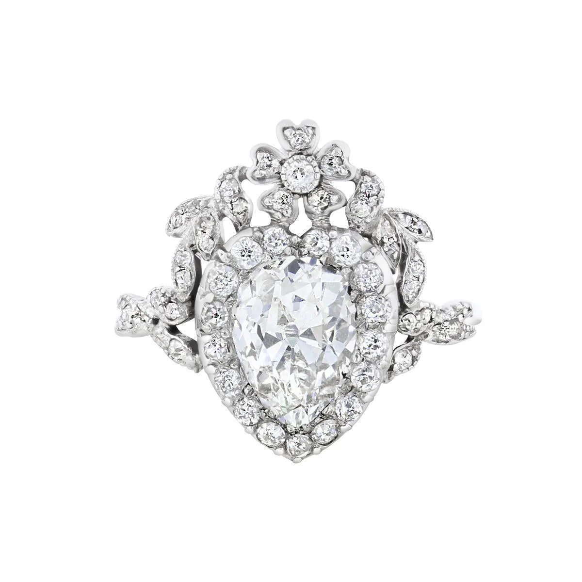 Early 20th Century 2.30ct Pear Cut Diamond Cluster Ring | Pre-Loved | Platinum