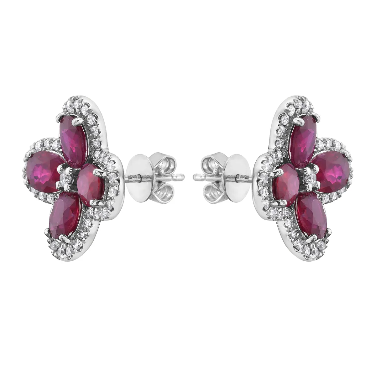 Earrings 14KW/3.4G 8RUBY-3.21CT 82RD-0.34CT