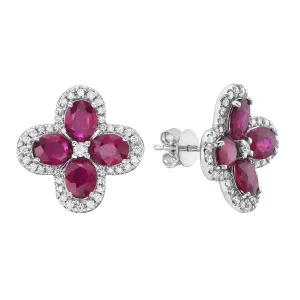 Earrings 14KW/3.4G 8RUBY-3.21CT 82RD-0.34CT