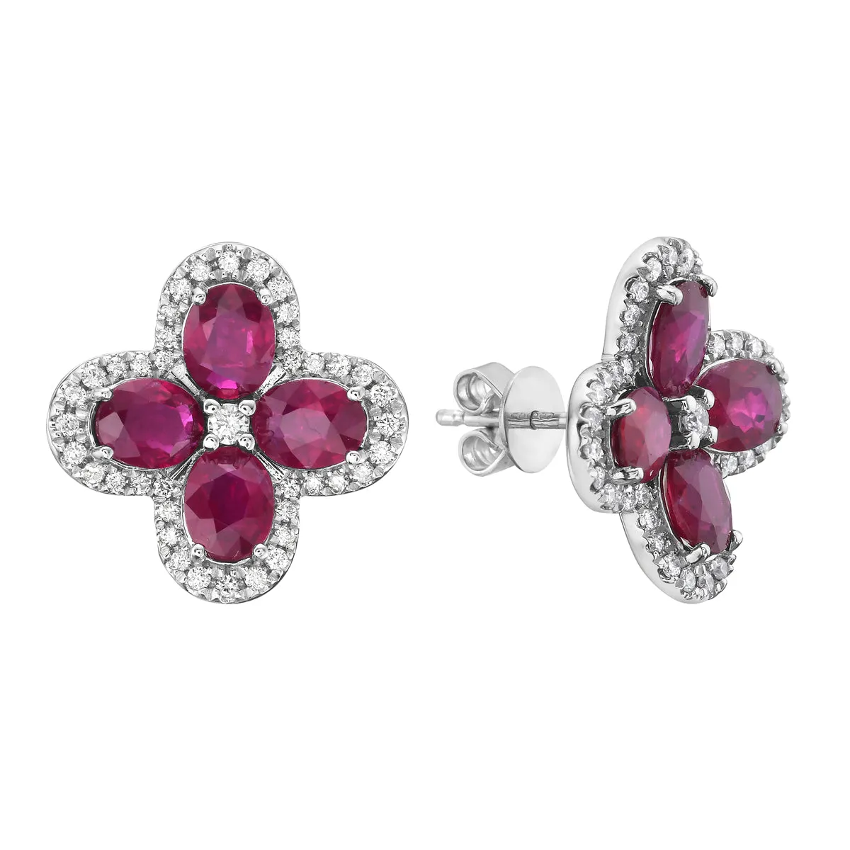 Earrings 14KW/3.4G 8RUBY-3.21CT 82RD-0.34CT