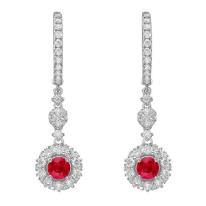 Earrings 14KW/5.21G 2RUBY-1.14CT 90RD-2.62CT