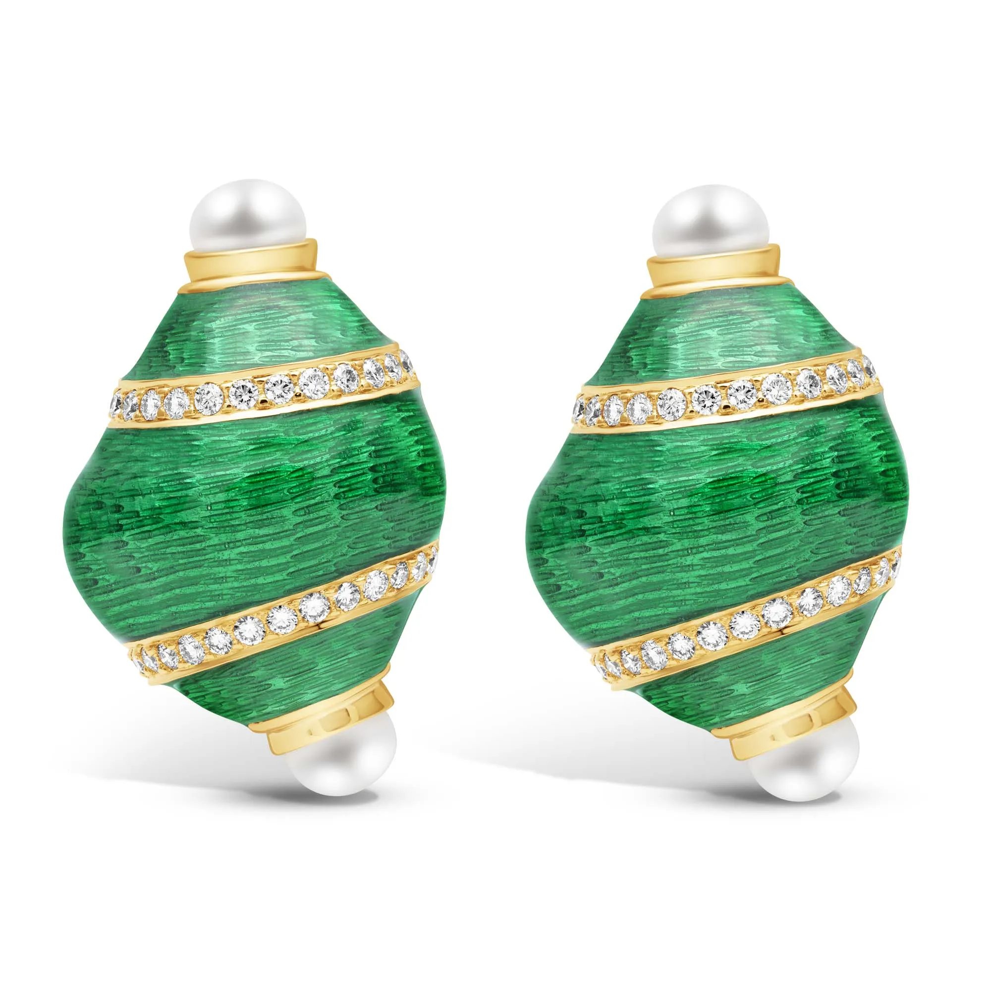 Earrings - Diamond And Pearl (Enamel)