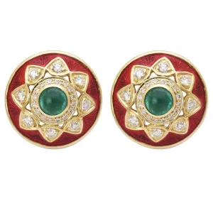 Earrings- Emerald and Diamond (Enamel)  (2189H)