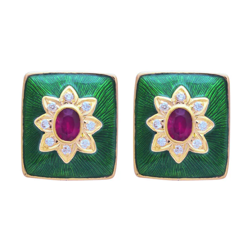 Earrings- Ruby and Diamond (Enamel)