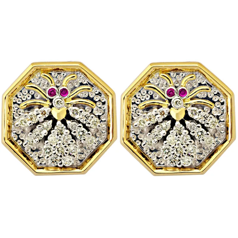Earrings-Ruby and Diamond