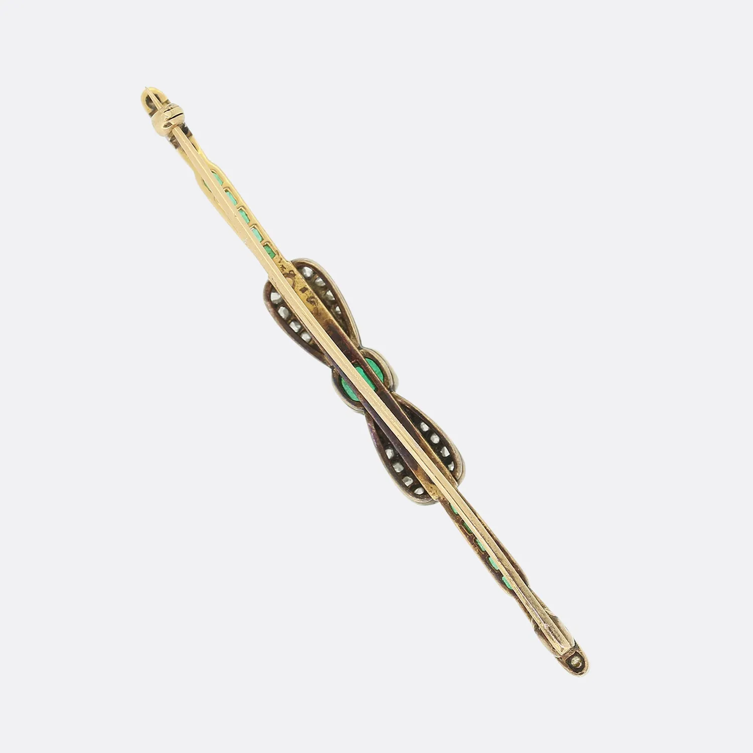 Edwardian Emerald and Diamond Bow Brooch
