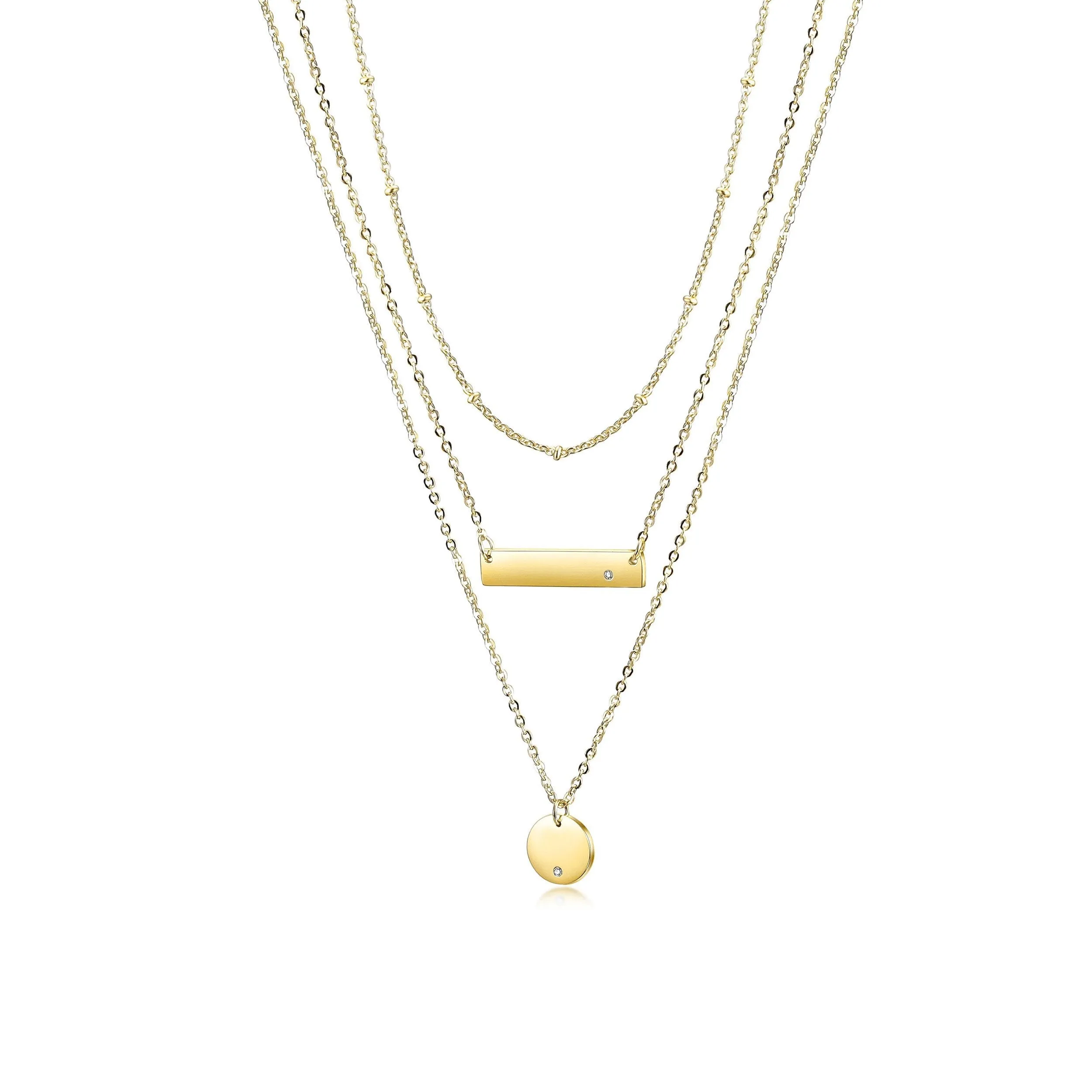 Elegant Gold Triple Layer Necklace for Women