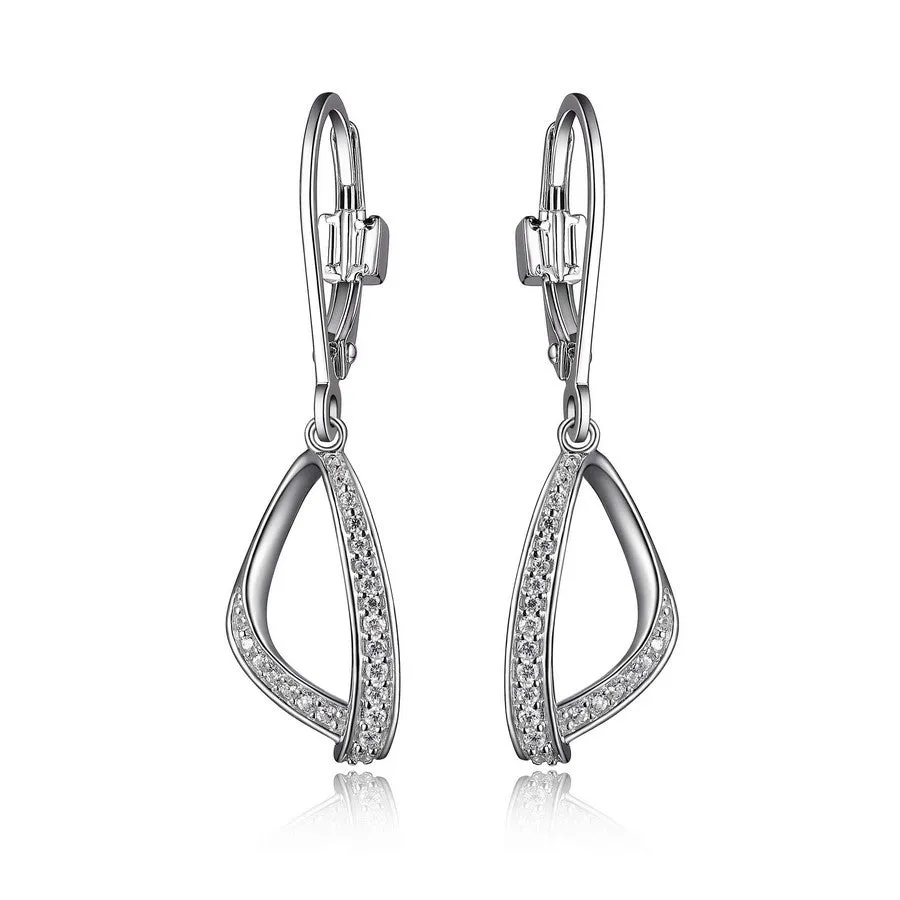 Elle Scintillation Sterling Silver Rhodium Plated CZ Dangle Earrings