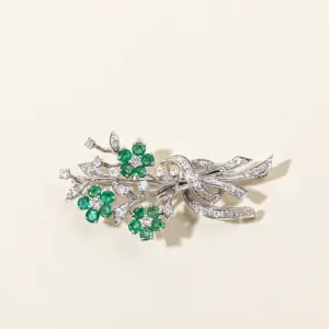 Emerald & Diamond Flower Bouquet Brooch | 2.19ctw, 0.66ctw, 0.60ctw |