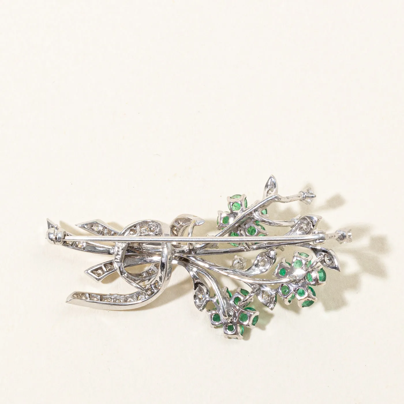 Emerald & Diamond Flower Bouquet Brooch | 2.19ctw, 0.66ctw, 0.60ctw |