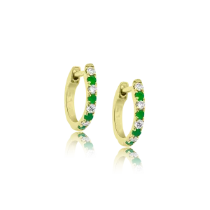 Emerald and Diamond Alternating Huggies