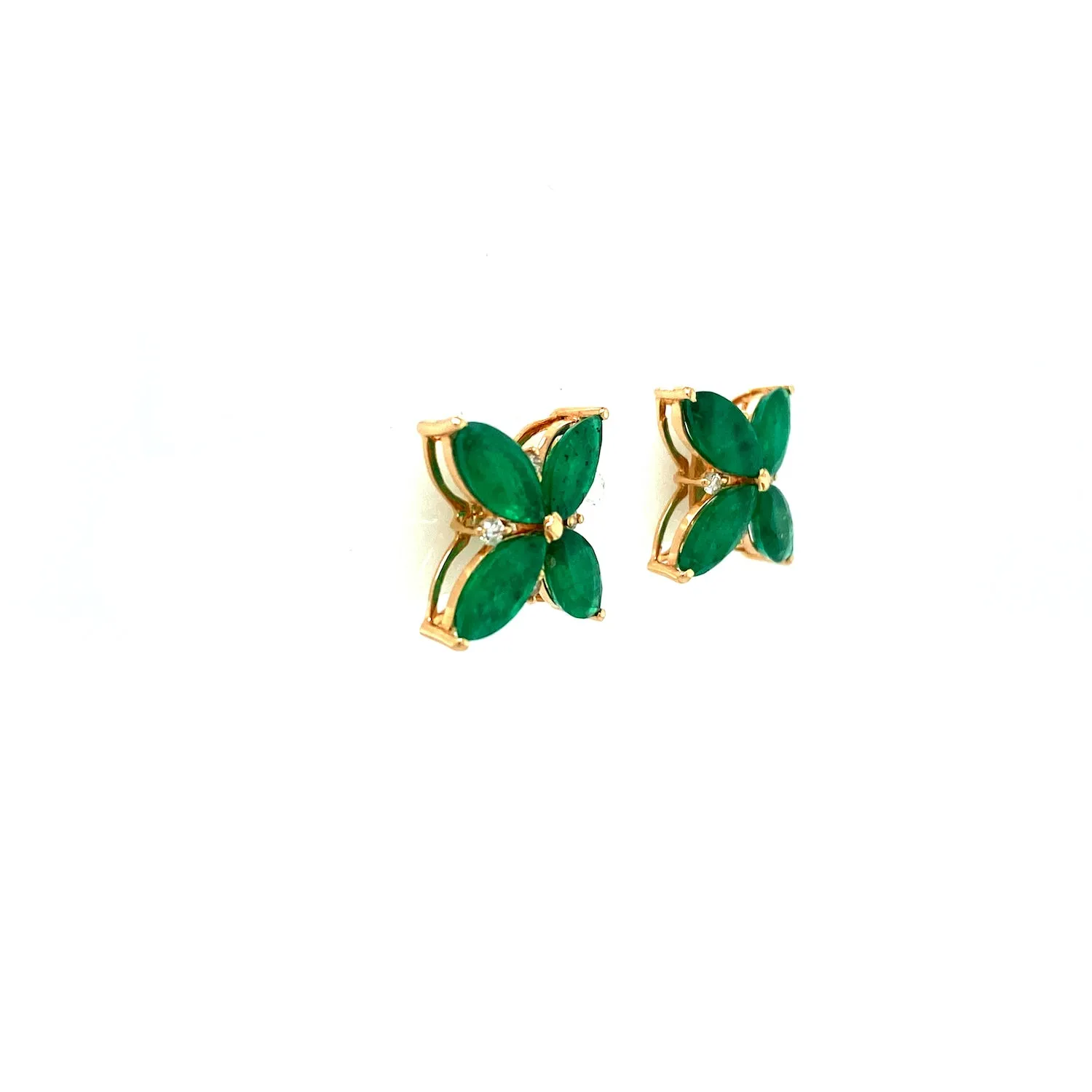 Emerald and Diamond Earring in 14K Yellow Gold - KGT 33038