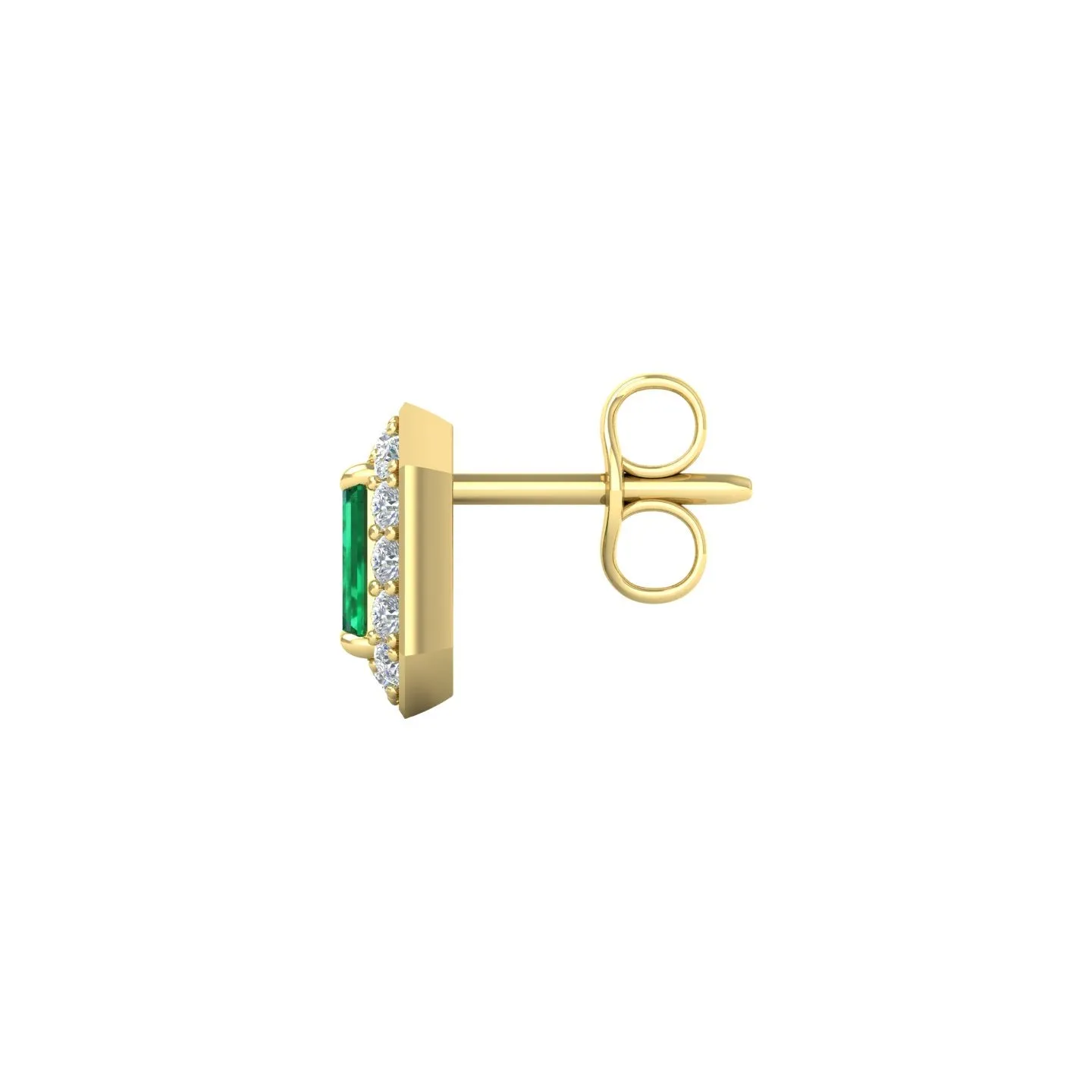 Emerald and Diamond Halo Stud Earrings