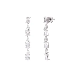 Emerald Cut & Pear CZ Dangle Earrings 925 Sterling Silver