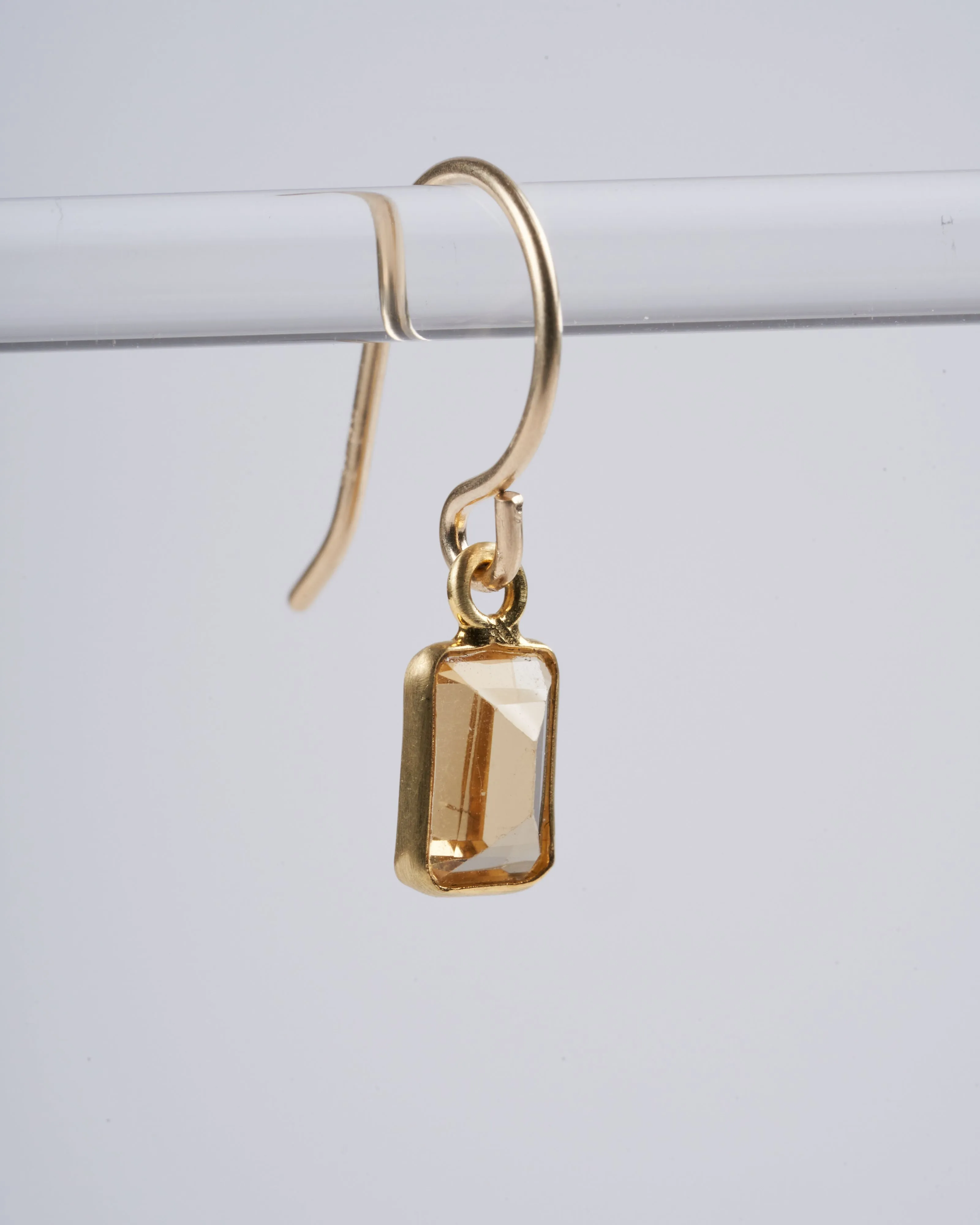 emerald cut citrine drop earrings