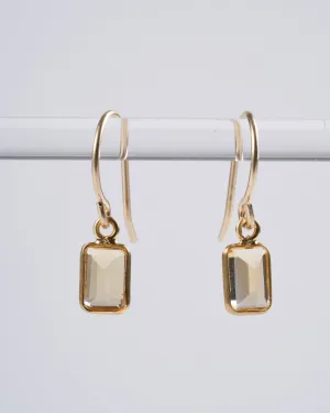 emerald cut citrine drop earrings