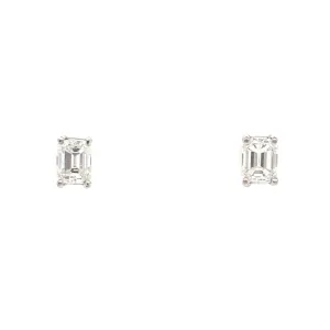 Emerald Cut Diamond Stud Earrings, 0.85tw